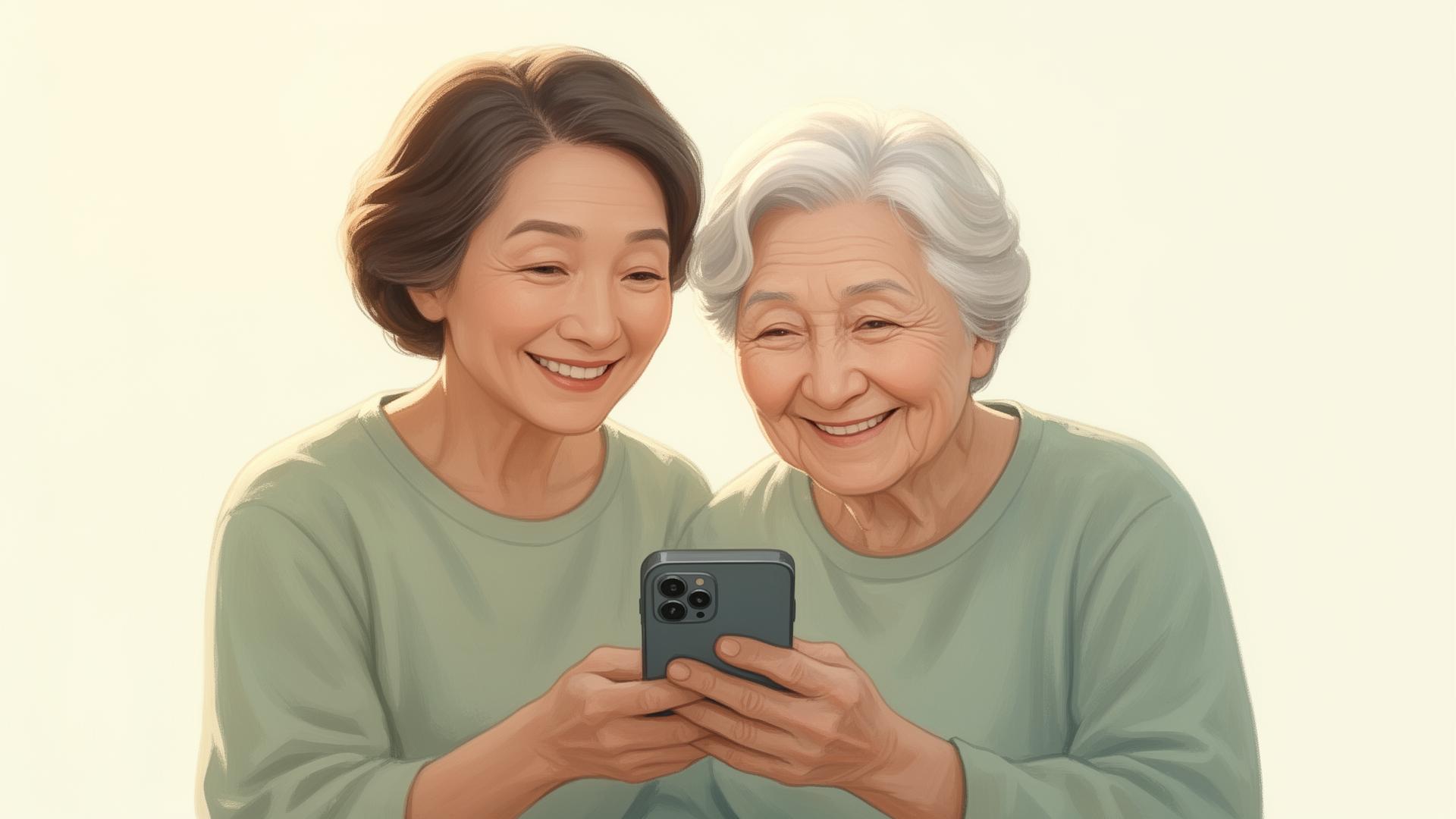 Adult daughter calling her elderly mother for an appointment reminder